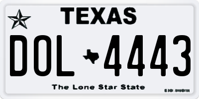 TX license plate DOL4443