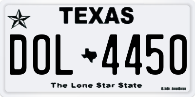 TX license plate DOL4450