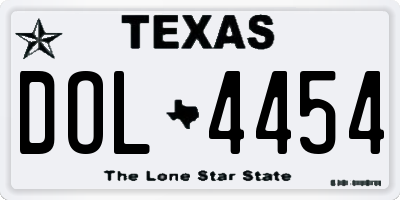 TX license plate DOL4454