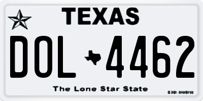 TX license plate DOL4462