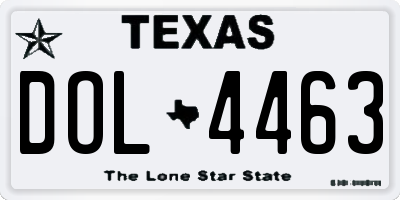 TX license plate DOL4463