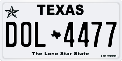 TX license plate DOL4477