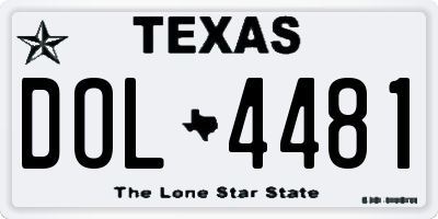 TX license plate DOL4481