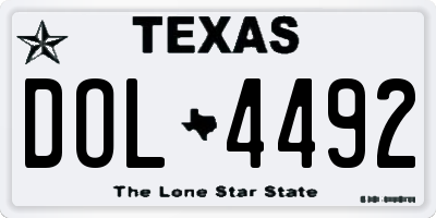 TX license plate DOL4492