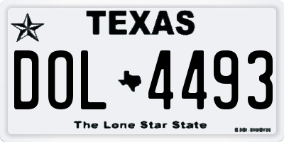 TX license plate DOL4493
