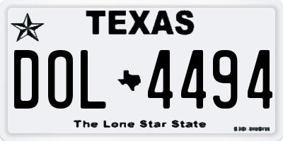 TX license plate DOL4494