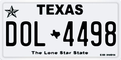 TX license plate DOL4498