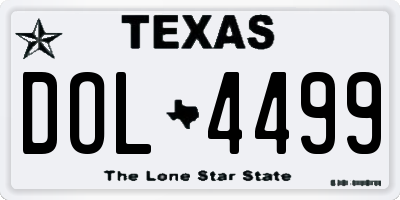 TX license plate DOL4499