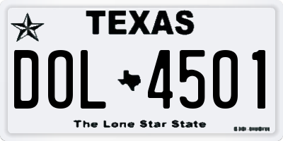 TX license plate DOL4501