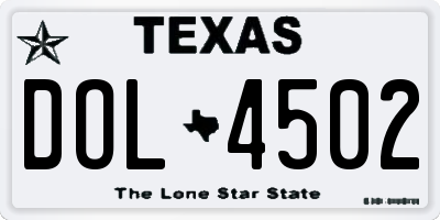 TX license plate DOL4502