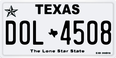 TX license plate DOL4508