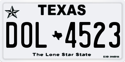 TX license plate DOL4523