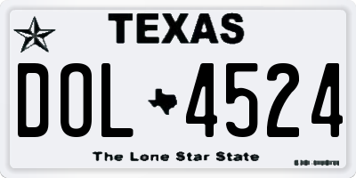TX license plate DOL4524