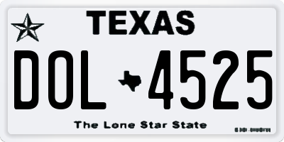 TX license plate DOL4525