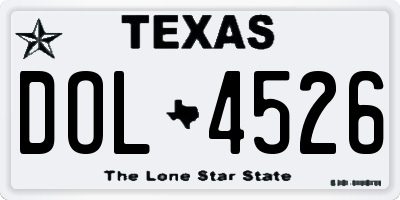 TX license plate DOL4526