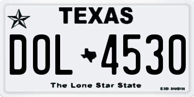 TX license plate DOL4530