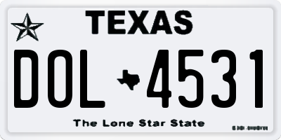 TX license plate DOL4531