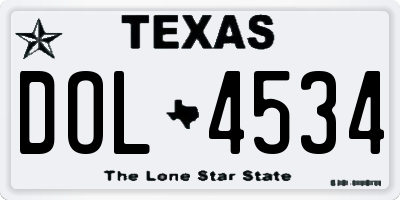 TX license plate DOL4534