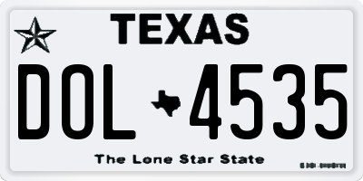 TX license plate DOL4535