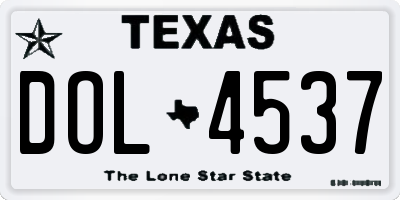 TX license plate DOL4537