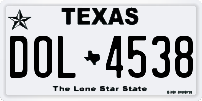 TX license plate DOL4538