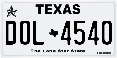 TX license plate DOL4540