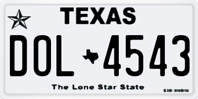 TX license plate DOL4543