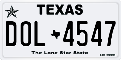 TX license plate DOL4547