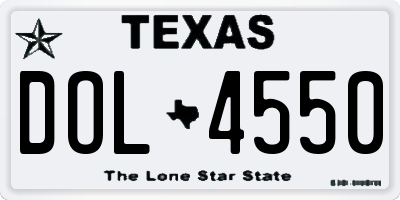 TX license plate DOL4550