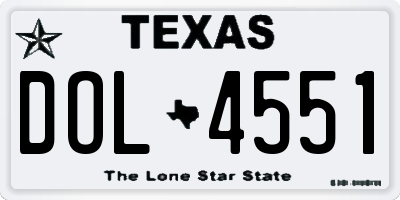 TX license plate DOL4551