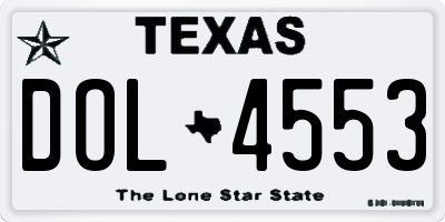 TX license plate DOL4553