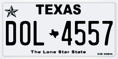 TX license plate DOL4557