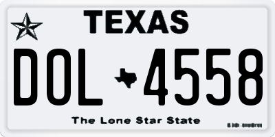 TX license plate DOL4558