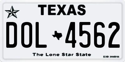 TX license plate DOL4562