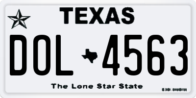 TX license plate DOL4563