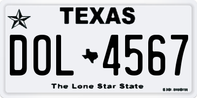 TX license plate DOL4567