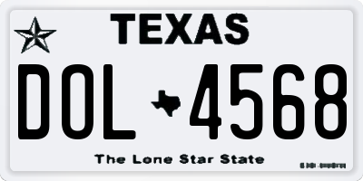 TX license plate DOL4568