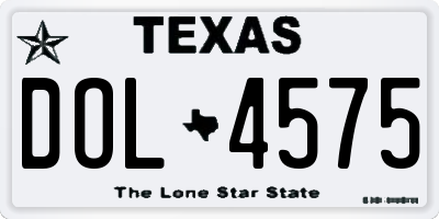 TX license plate DOL4575