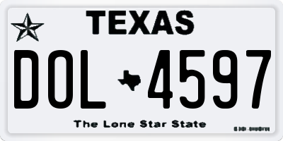 TX license plate DOL4597