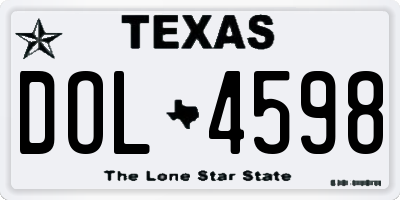 TX license plate DOL4598