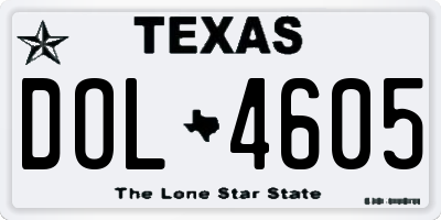 TX license plate DOL4605