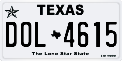 TX license plate DOL4615
