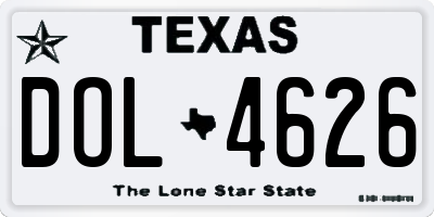 TX license plate DOL4626