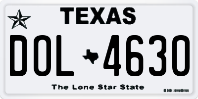 TX license plate DOL4630