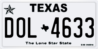 TX license plate DOL4633