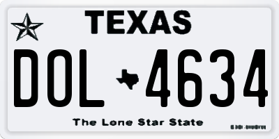 TX license plate DOL4634