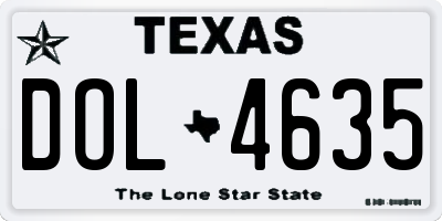 TX license plate DOL4635