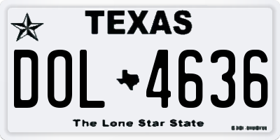 TX license plate DOL4636