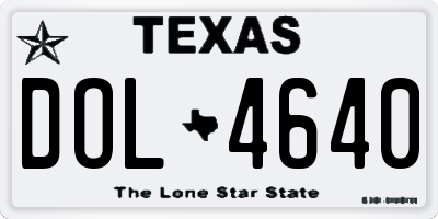 TX license plate DOL4640