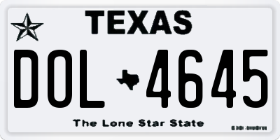TX license plate DOL4645